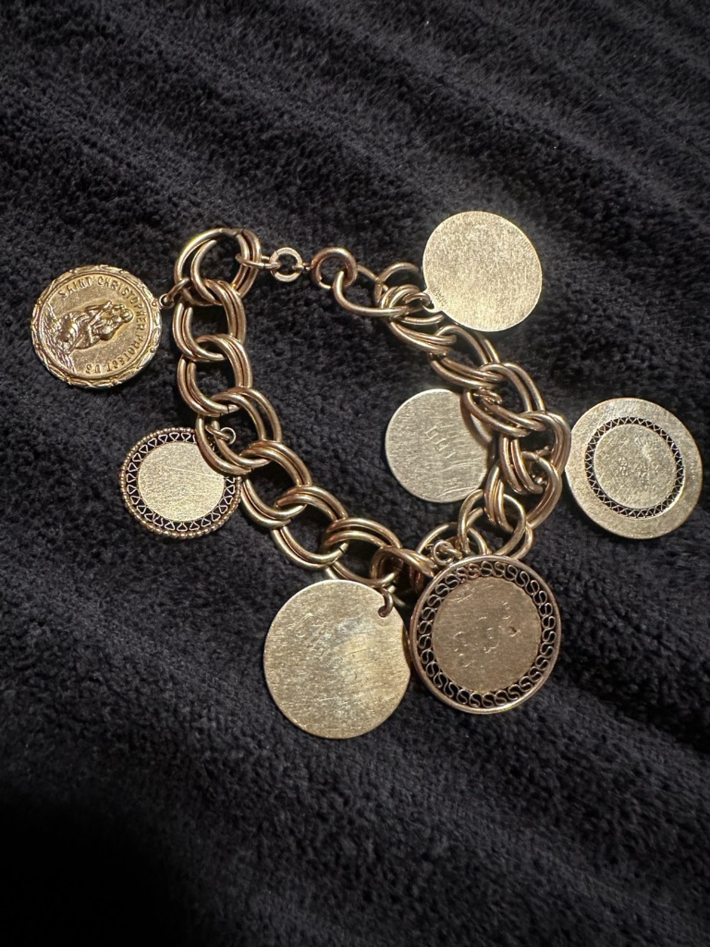 St Christopher/ Gold Personalized Vintage Bracelet
